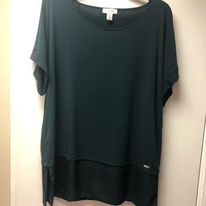 Calvin Klein soft polyester spandex blouse; dark green
